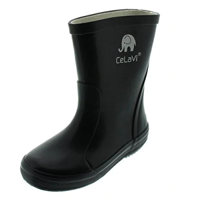 Abbildung von Celavi Kinder Unisex Wasserdichte Gummistiefel, 100% Naturkautschuk Regenstiefel, Größe: 34, Farbe: Schwarz, 1147