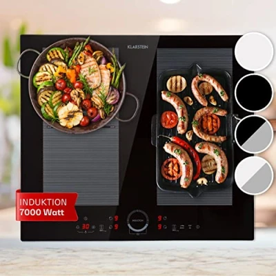 Abbildung von Klarstein Induktionskochfeld, Glaskeramik Kochfeld, mit 4 Platten, Einbau Touch Display, Digitalanzeige und Timer Funktion, Schnelles Aufheizen, 7000 Watt