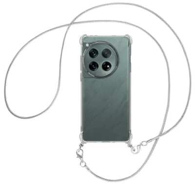 Abbildung von mtb more energy® Handykette kompatibel mit OnePlus 12 Metallkette (Snake Silber) Smartphone Hülle zum Umhängen Anti Shock Full TPU Case