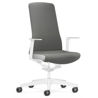 Abbildung von Interstuhl Bürostuhl Pure Interior Edition der Schreibtischstuhl Sich an Gewicht und Bewegung anpasst ergonomische Smart Spring Technologie Made in Germany (1D Armlehne, Grau Weiß)