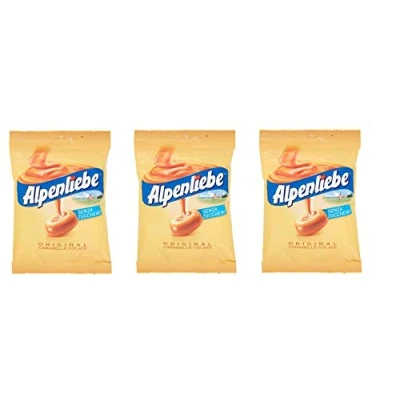 Abbildung von 6x Perfetti Alpenliebe Original Caramelle Colate senza zucchero zuckerfreie Süßigkeiten Bonbon Lollies Toffee Geschmack 80g Beutel