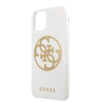 Abbildung von Guess Hülle Glitter 4G Circle Logo Serie für iPhone 11 Pro Max, weiß GUHCP12L3D4GTR