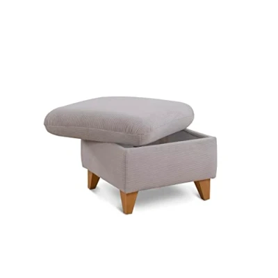 Abbildung von CAVADORE Stauraum Hocker Trend / Skandinavischer mit eichefarbenen Holzfüßen 249 x 86 162 Cord, Hellgrau