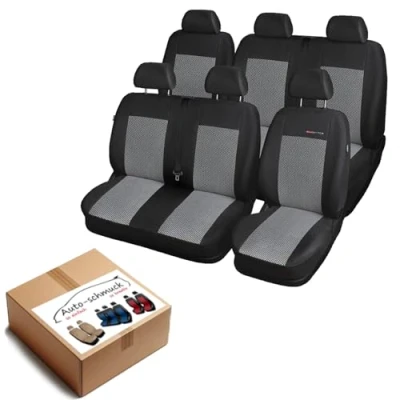 Abbildung von T5 Sitzbezüge nach Maß Autoplanen perfekte Passform Schonbezüge Sitzschoner Velour + Strickpolster ®Auto schmuck (T5 2+1,1+2 P 2)