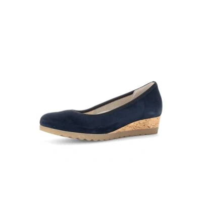 Abbildung von Gabor Damen Klassische Ballerinas, Frauen Flats,Moderate Mehrweite (G),Pumps,Halbschuhe,Sommerschuhe,Slipper,Dark Blue (Kork),37.5 EU / 4.5 UK
