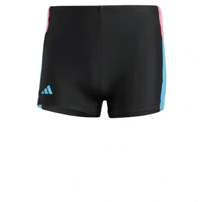 Abbildung von adidas Men&#039;s Colorblock 3 Stripes Swim Boxers Badehose, Black/Lucid Pink/Blue Burst/Black, 38
