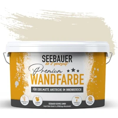 Abbildung von SEEBAUER diy Wandfarbe Braun 2,5L für Innen (No. 640 Mace Flower) Edelmatte hellbraune Innenfarbe Brauntöne sehr hohe Deckkraft Matt, Abwaschbar und Tropffrei