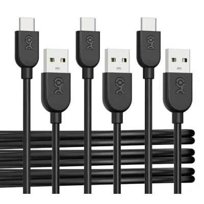 Abbildung von Cable Matters 3er Pack flexibles USB A auf C Kabel 1,8m zum Schnellladen mit 3A (USB Ladekabel) in Schwarz, kompatibel iPhone 15/15 Pro/15 Plus, iPad Pro, Samsung Galaxy S23