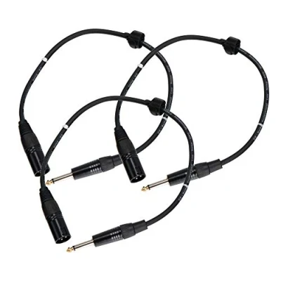 Abbildung von 3er SET Pronomic Stage JMXM 0,5 Monoklinke/XLR Kabel 0,5m (unsymmetrisch abgeschirmt, XLR male 3 pol auf 6,3 mm Klinke mono, inkl. Kabelklette) schwarz