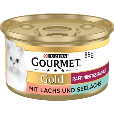 Abbildung von Gourmet Gold Raffiniertes Ragout Duetto Katzenfutter nass, Lachs und Seelachs, 12er Pack (12 x 85g)