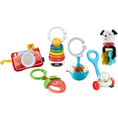 Abbildung von Fisher Price FBH63 Spielspaß Geschenkset, 6 Produkte inklsive Beißring und Rassel, ab 3 Monaten
