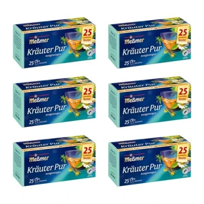 Abbildung von Meßmer Kräuter pur 6x Vorteilspaket 150 Teebeutel Kräutertee Glutenfrei Laktosefrei Vegan
