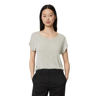 Abbildung von Marc O&#039;Polo Short Sleeve DEEP Round NECK Tshirt basic, Damen, Größe: XS, Summer grey melange