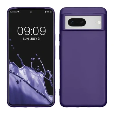 Abbildung von kwmobile Case kompatibel mit Google Pixel 8 Hülle Schutzhülle aus Silikon metallisch schimmernd Handyhülle Metallic Blauviolett