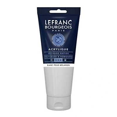 Abbildung von Lefranc Bourgeois 300393 Fine Acrylfarbe Mischweiss, 200ml Tube, cremige auf Wasserbasis, schnell trocknend, lichtecht, wasserfest
