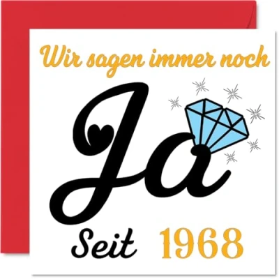 Abbildung von Stuff4 57. Hochzeitstag Karte Liebe Ja Seit 1968 57 Jahrestag Geschenke für Mein Mann Ehemann Meine Frau Ehefrau, 145mm Lustig Glückwunschkarten