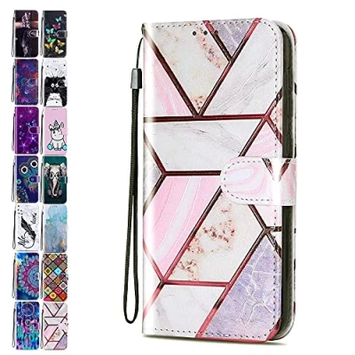 Abbildung von Lederhülle für Samsung Galaxy A53 5G 2022 Hülle Muster Marmor Gitter Handyhülle Flip Case Cover Schutzhülle mit Kartenfach Handytasche Mädchen Damen