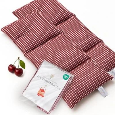 Abbildung von Strauss Home® Kirschkernkissen Mikrowelle, Körnerkissen Nacken Schulter, Baumwollstoff 50x20cm (2er Rot)