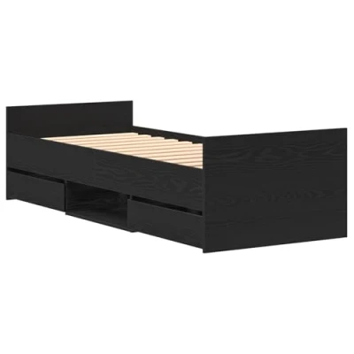 Abbildung von vidaXL Bettgestell ohne Matratze Schwarz Eichen Optik 75x190 cm, Schlafzimmermöbel, Schlafzimmerbett, Einzelbett, Bett, Bettrahmen, Lattenrost