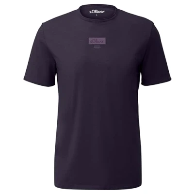 Abbildung von s.Oliver LOGO MIT Rollkante UND Struktur Tshirt print, Herren, Größe: XXL, Aubergine
