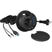 Abbildung von ICY BOX Tisch Hub 4x USB 3.2 mit Audio Ein /Ausgang und 230V Steckdose Adapter Typ A