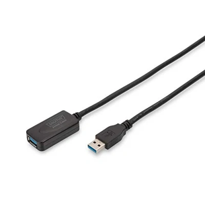 Abbildung von DIGITUS Aktives USB 3.0 Verlängerungskabel, Repeaterkabel, 5 m Länge, A Stecker auf Buchse, Plug &amp; Play, Stromversorgung über USB, Schwarz