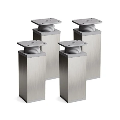 Abbildung von sossai® Möbelfuß Design Möbelfüße, 4er &amp; 8er Set, höhenverstellbar MFV1, Farbe: Inox/G, (4 St), Inox/Grau