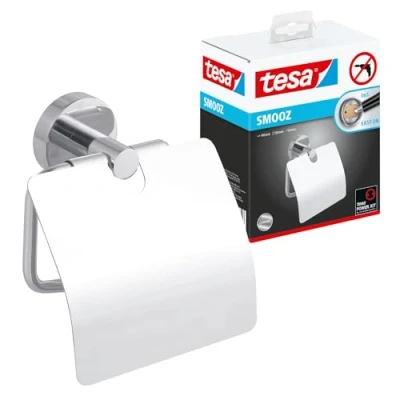 Abbildung von Tesa WC Papierrollenhalter Smooz mit Deckel inkl. Klebelösung