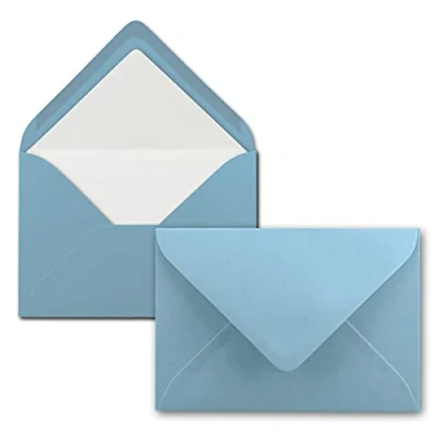 Abbildung von 25 Briefumschläge Stahlblau (Blau) DIN C6 gefüttert mit weißem Seidenpapier 100 g/m² 11,4 x 16,2 cm Nassklebung NEUSER PAPIER