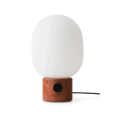 Abbildung von Audo JWDA Tischleuchte, roter Travertin, Höhe 32 cm, dimmbar
