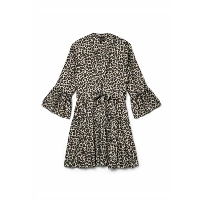 Abbildung von Vero Moda Tunikakleid VMMELBA 3/4 SHORT BELT DRESS WVN GA NOOS mit Volant und Taillen Bindegürtel