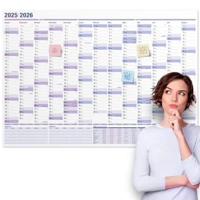 Abbildung von Yohmoe® XXL Schuljahresplaner 2025/2026 Wandkalender im Format 98x68 cm, gefalzt. Ideal auch als Jahresplaner 2025 2026 Kalender