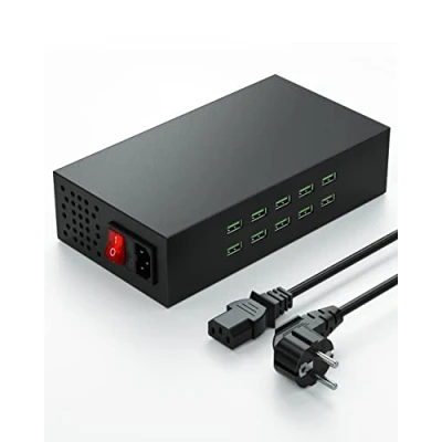 Abbildung von USB Ladestation,Skazeke 10 Anschlüsse 200W/20A Desktop Lade Hub,Ausgang 4,5V/3,6A, 5V/3,4A, 9V/2,5A, 2V/2A, Aufladen für Apple Geräte, Smartphones, Tablets und weitere Geräte
