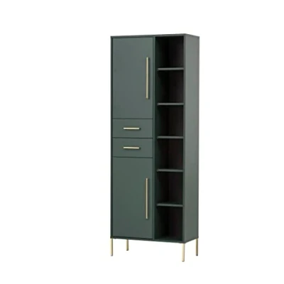 Abbildung von Schildmeyer Kent Hochschrank, Holzwerkstoff, Waldgrün/Gold, Offenes Fach