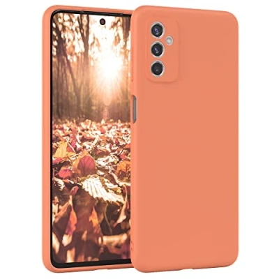 Abbildung von EAZY Case Silikonhülle für Samsung Galaxy M52 5G Hülle Silikon Orange weich stoßfeste Handyhülle Schutzhülle mit Kameraschutz Dünn Premium Schutz Cover TPU Phone Bumper in
