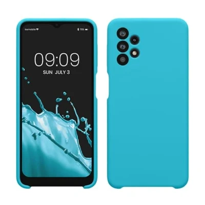 Abbildung von kwmobile Hülle kompatibel mit Samsung Galaxy A32 5G Silikon Handy Case Handyhülle weiche Oberfläche kabelloses Laden Cool Glacier