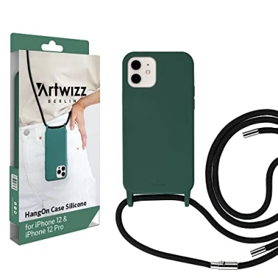 Abbildung von Artwizz HangOn Case geeignet für iPhone 12/12 PRO Elastische Schutzhülle aus Silikon als Handykette zum Umhängen mit Band Jungle Flower