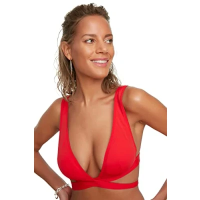 Abbildung von Trendyol Damen Multifunktionsbindung Detaillierter Bikini top Top, Rot, 40 EU