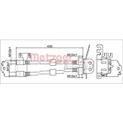 Abbildung von METZGER 4111558 Bremsschläuche Hinterachse, mitte 435 FORD: Transit V363 Kastenwagen, Bus