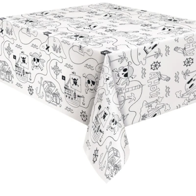Abbildung von Unique 78413 Rechteckige Tischdecke für Piratenpartys, 1 Stück, Gedrucktes Muster, Schwarz, 54 x 84 inch