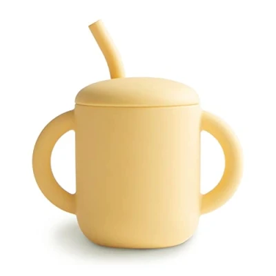 Abbildung von Mushie Trinklernbecher mit weichem Strohhalm ab 6 Monaten Sicherer, Hochwertiger &amp; Langlebiger Becher für Kleinkinder Baby Jungs Mädchen (Pale Daffodil)
