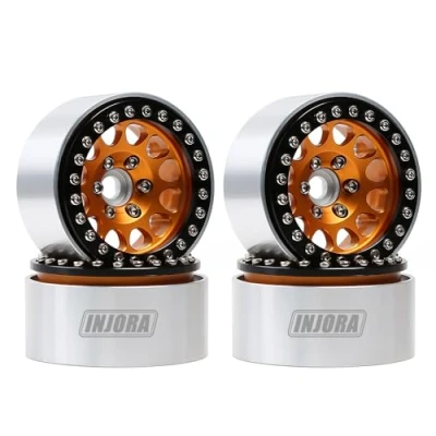 Abbildung von INJORA 4PCS 1,9 Beadlock Felgen Metall Räder Felge Set für 1:10 RC Rock Crawler Axial SCX10 Pro II III TRX4 D90 VS4 10 Redcat Gen 8 7 Enduro (Gold)