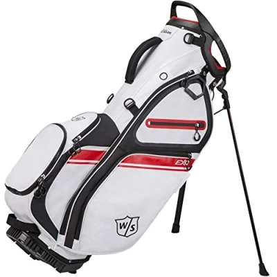 Abbildung von Wilson Staff Golftasche, EXO II Carry Bag, Tragetasche, Weiß/Schwarz/Rot, Integrierter Ständer, 2,3 kg, WGB6600WH