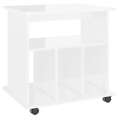 Abbildung von vidaXL Rollschrank mit Fächern Rollcontainer Büroschrank Aktenschrank Bürocontainer Schrank Büro Druckerschrank Hochglanz Weiß 60x45x60cm Holzwerkstoff
