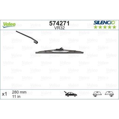 Abbildung von Scheibenwischer Valeo Silencio 574271 280mm hinten Standard VOLKSWAGEN: Polo III Schrägheck, Lupo / 3L, SEAT: Arosa, FORD: FIESTA 5