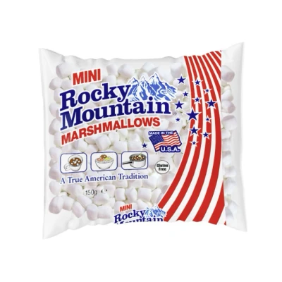 Abbildung von Rocky Mountain Mini Marshmallows, extra kleine, traditionell amerikanische Süßigkeiten aus Schaumzucker zum Grillen, Backen und Kochen, 6 x 150g