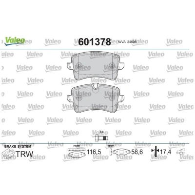 Abbildung von VALEO 601378 Bremsbelagsatz Hinterachse mit Sicherungsschraubensatz, Anti Quietsch Blech AUDI: Q5, A4 B8 Avant, A5 Coupe