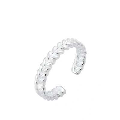 Abbildung von Elli Zehen Geflochten GEO Sommer Strand Ring, Damen, Größe: 54, Silber