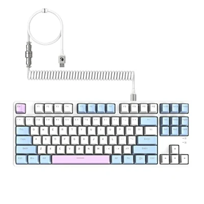 Abbildung von MAMBASNAKE AK873 Mechanische Tastatur zum Selbermachen, Spiralkabel, 22 Tasten RGB Hintergrundbeleuchtung, schwimmende Tastenabdeckung, 87% mit Abnehmbarer Magnetabdeckung, für Gamer