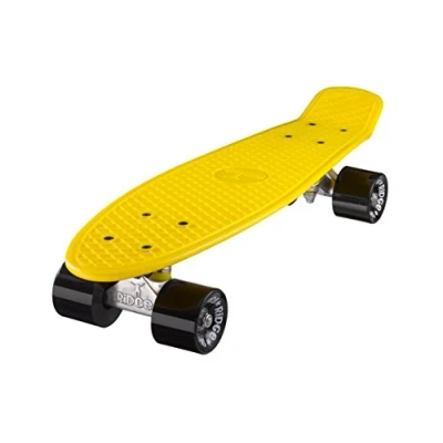 Abbildung von Ridge Skateboard 55 cm Mini Cruiser Retro Stil In M Rollen Komplett U Fertig Montiert Gelb Schwarz,